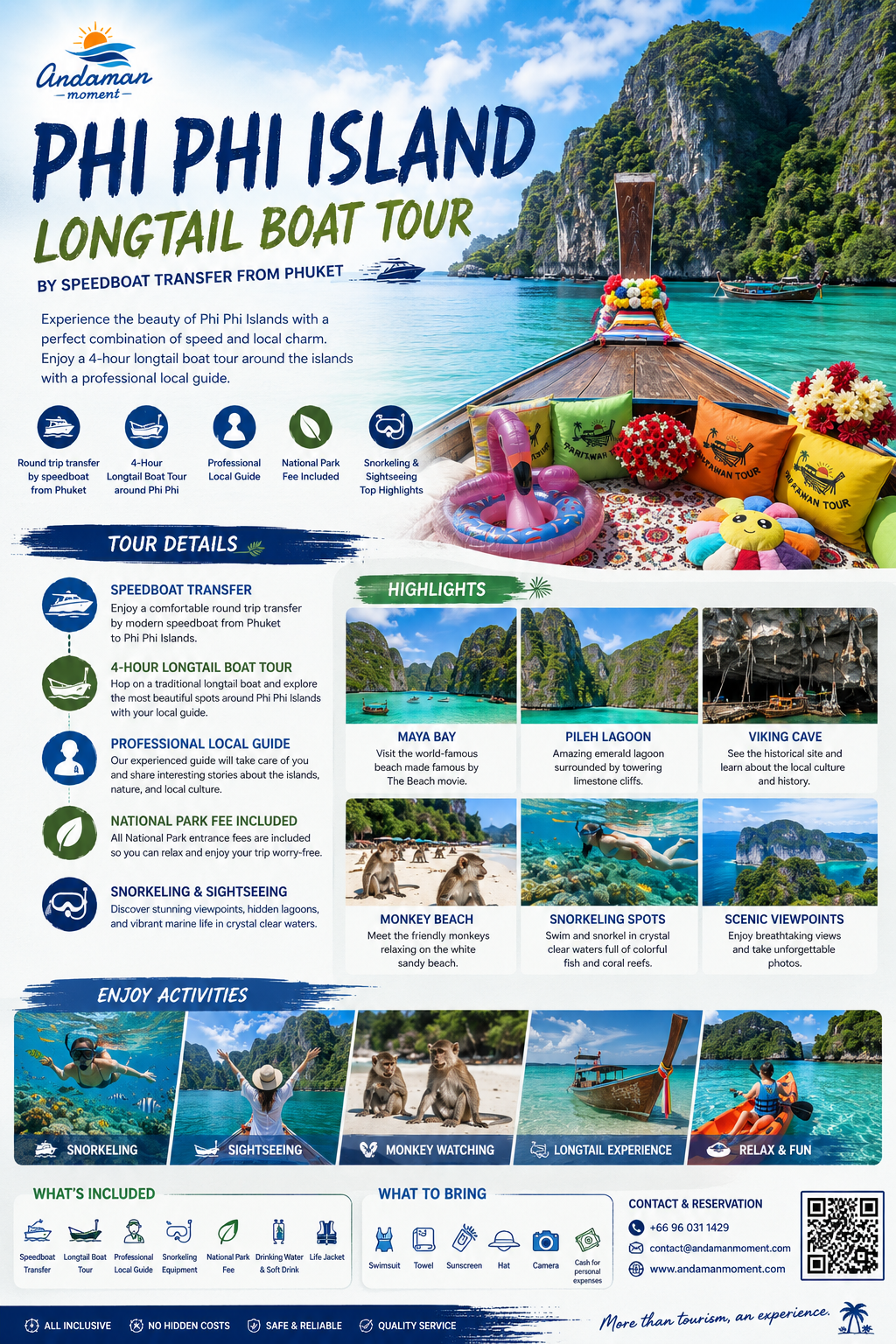 Phi Phi Island Longtail Boat Tour by Speedboat from Phuket